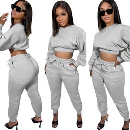 New Fall Winter Jogger Suits Women Fleece Tracksuits Long Sleeve Pullover Hoodie And Sweatpants Two Piece Sets Matching Sweatsuits Casual Sportswear Clothing 8644