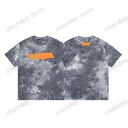 xinxinbuy Men designer Tee t shirt Paris tie dye shirts Letters embroidery jacquard short sleeve cotton women white black gray XS-2XL