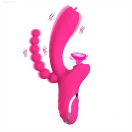 Sex toy massager 3 In 1 Clitoris Sucking Vibrator For Women Clit Sucker Anal Beads G-Spot Stimulation Toys Dildo Massager Female Masturbators