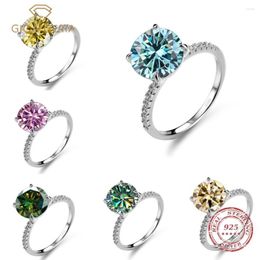 Cluster Rings Gica Gema S925 Sterling Silver Jewellery Luxury 5 D Colour Moissanite Diamond Classic Four Claw Women's Wedding Ring Gift