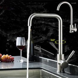 Kitchen Faucets 304 Stainless Steel Mixer Sink Faucet Head Sprayer Single Hole Spout Tap Brushred 360 Flexible 2 In 1 Cold Water P1