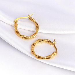 Hoop Earrings Design Delicate Minimalist Woman Jewelry Stainless Steel Twisted 18K Gold Plated Rope