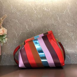 Borsa a tracolla Borsa a mano Pochette da sera Moda Patchwork Colore Hardware Lettera Accessori Vera pelle Spalla rimovibile250j