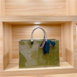 Large capacity women's shopping bag spring and summer letter printing gift bag casual style square transparent waterproof she199q