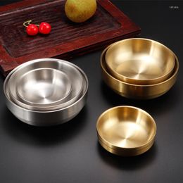 Bowls 9/10/12/14cm Double Thick Stainless Steel Bowl Korean Gold&Silver Noodles Soup Children Rice Insulation 304 Salad