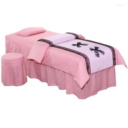 Bedding Sets 4pcs/set Lace Butterfly Beauty Salon Set Tuina Massage Therapy Spa Bedskirt Stoolcover Pillowcase Duvet Cover