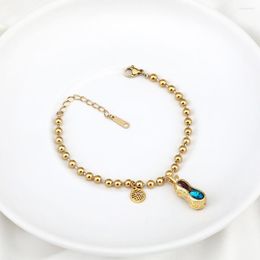 Link Bracelets Vintage Luxury Blue Crystal Peanut Beaded Chain Women High Quality Color Retention Stainless Steel Bracelet Jewelry