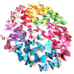 The latest 3D Decorative Stickers three-dimensional simulation butterfly wall sticker refrigerator many colors to choose support custom logo