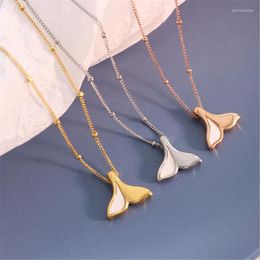 Pendant Necklaces Trendy Gold Colour Plated Shell Fish Tail Necklace For Women Personality Beads Clavicle Chain Fashion Jewellery Party