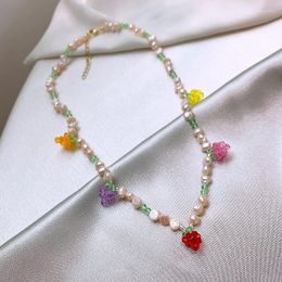 Anhänger Halsketten Minar süße lila Farbharz Traube für Frauen Femme Barock Süßwasserperlen Halskette Party Schmuck Schmuck