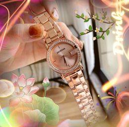 Circel Diamonds Ring Women Bee Shape Watches Rose Gold Silver Full Stainless Steel Quartz Battery classic Atmosphere Good Business Watch elegant noble table Clock