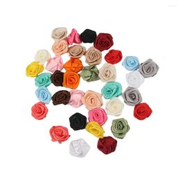 Decorative Flowers Compact Artificial Silk Rosebuds Satin Ribbon Flower Heads DIY Embellishments Pretty Christmas Wedding Decoration