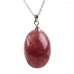 Pendant Necklaces Genuine Natural Strawberry Quartz Crystal Bead Women Lady Necklace Pendants Just One 29 21 13mm