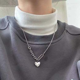 Chains Love Pendant Necklace Female INS Trend Hip Hop Punk Hoodie Sweater Chain Fashion For Women Korean Jewellery