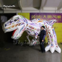 Large Advertising Inflatable Dinosaur T-rex Balloon White Artistic Air Blow Up Tyrannosaurus Rex Model For Parade Show