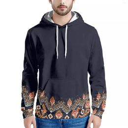 Men's Casual Shirts Ethnic Pattern Print Fashion Style Polynesian Hoodie Sweatshirt Long Sleeve Slim Men's Fall And Winte