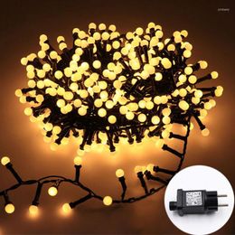 Strings 5M 10M Fairy Garland LED Ball String Lights Waterproof 8 Modes Power For Christmas Tree Wedding Home Indoor Decoration 2023