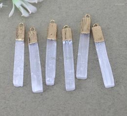 Pendant Necklaces 10pcs Natural Selenite Stone Bar Beads Rectangle For Making Earrings Jewellery