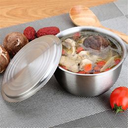 Bowls 304 Stainless Steel Stew Bowl Cover Soup Ramen Noodle Kitchen Egg With Lid Dessert Steamed Rice Pot