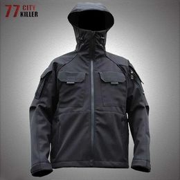Outdoor Jackets Hoodies Men's Military Tactical Jackets Outdoor Sports Windproof Wear-resistant Training Special Forces Men's Winter Warm Hooded Jacket 0104