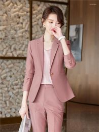 Women's Two Piece Pants Work Pantsuits OL 2 Set For Women Business Interview Uniform Slim Blazer And Pencil Office Lady Suit Female Outfits