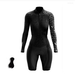 Racing Sets Women's One Piece Jumpsuit Long Sleeve Suit Tights Running Swimsuit Cycling Jersey Clothing Feminino Set