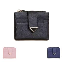 Designer with box Vintage wallets cards holder Triangle Saffiano 9 card slots Womens mens luxury cardholder keychain smooth Leather gift card case key pouch wallet