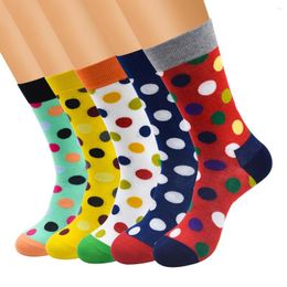 Men's Socks 1pair High Quality Mens Happy 13 Colours Hip Hop Dot Men Combed Cotton Calcetines Largos Hombre