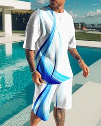 Men's Tracksuits 3D Print Men's Short Sleeve Tshirt Shorts Set 2-piece Sportswear Man Causal Suits For Men Oversized Summer Clothing
