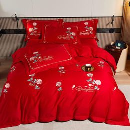 Bedding Sets High Quality Egyptian Cotton Set Chinese Silky Flower-bird Duvet Bed Sheet Extra Large