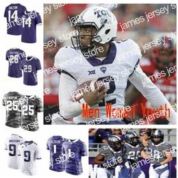 American College Football Wear Thr NCAA College Jerseys TCU Horned Frogs 1 Jalen Reagor 10 Michael Collins 12 Foster Sawyer 6 Darius Anderson Custom Football Stitche