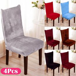 Chair Covers 4Pcs/set Dining Removable Stretch Slipcovers El Office Wedding Pile Fabric Seat