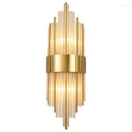 Wall Lamp Crystal Light Luxury Modern Simple Living Room Background Bedroom Bedside Corridor Led Sconce E14