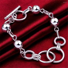 Link Bracelets 925 Silver Plated Round Beads Bracelet Fashion Exquisite Chain For 2023 Women Wedding Party Gift Luxury Jewelry