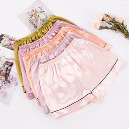 Women's Sleepwear 2023 Female Summer Satin Casual Safety Shorts Sexy Simple Pants Elastic Waist Soft Colour Sleep Can Be Worn