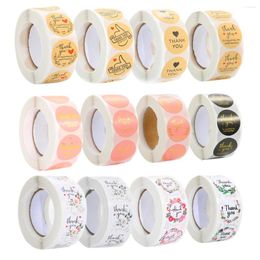 Gift Wrap 500pcs Colourful Round "thank You" Stickers Sealing Label Paper Roll Packaging Decoration Handmade With Love Sticker