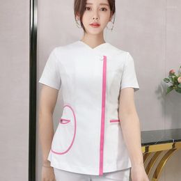 Women's Two Piece Pants Women Spa Uniforms Short Sleeve Beautician Woker Clothes Fashion Female Scrubs Sets Ladies V Neck Salon Workwear