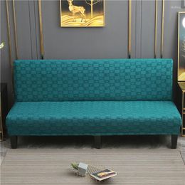 Chair Covers Knitted Jacquard Fabric Sofa Bed Cover Plaid Anti-Slip Straight Washable Armless For Home Living Room