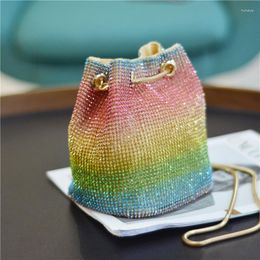 Evening Bags Diamond Handbags For Women Coloured Chain Luxury Designer Bag Trend Fashion Chic High-Grade Exquisite Bucket Crossbody