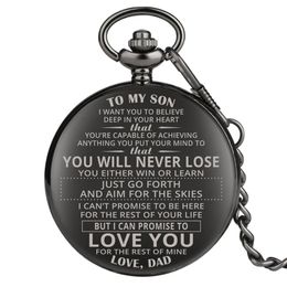 Creative Personalised Design Pocket Watch TO MY Son Dad Husband Men's Quartz Analogue Watches Pendant Chain Xmas Gift reloj de 228Z