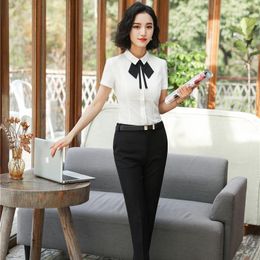 Women's Two Piece Pants Novelty Ladies Suits For Women Business With Blouses And Pant Sets Elegant Office Uniforms Plus Size