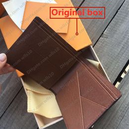 Mens wallet women purse High quality fashion short plaid Wallet portafoglio uomo Complete set of original box 3 Colours Holders LB1256p