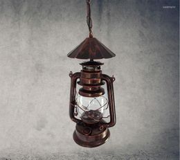 Pendant Lamps Kerosene Lantern Retro Lights Bar Single Head Creative Personality Iron Farm Cafe Chinese Antique GY65