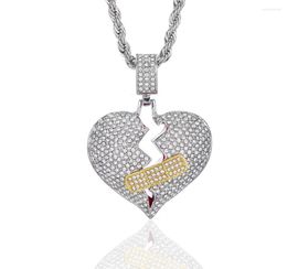 Pendant Necklaces S3072 Fashion Jewellery Full Rhinestone Heart Necklace For Man Woman Broken Hearts