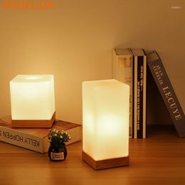 Table Lamps Modern Bedroom Lamp Solid Wood Glass Night Light Warm E27 Living Room Desk Bedside Creative Simplicity