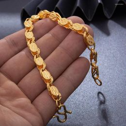 Link Bracelets 20CM Trendy Gold Colour Men Bracelet Couple Middle East Dubai Hip Hop For Man Women