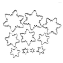 Baking Moulds 10 Pcs Of Stainless Steel Christmas Snowflake Cookie Mold 3D Polishing Flexible Durable Not Easy To Rust Supplies CW368