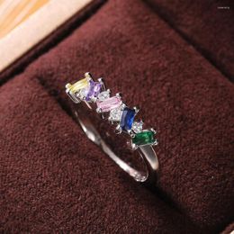 Wedding Rings Luxury Cubic Zirconia For Women Fashion Colourful Crystal Ring Party Engagement Female Silver Jewellery