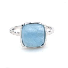 Cluster Rings Natural Aquamarine Sterling 925 Silver Gemstone Cushion Cut 10mm For Woman Wedding Party Birthday Fine Jewellery Gift