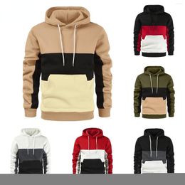 Men's Hoodies Mens Patchwork Hoodie Hooded Sweatshirt Clothing Casual Fleece Warm Streetwear Male Fashion Autumn Winter Sportswear Black